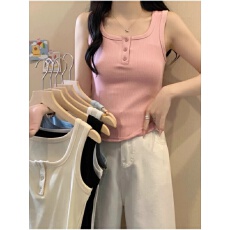 批发40支92棉纽扣吊带背心女<b class='q'>春</b>夏季大码胖mm修身内搭无袖外穿打底上衣