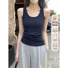 批发40支92棉工字带胸垫<b class='q'>吊带</b><b class='q'>背心</b>女大码修身外穿内搭打底无袖运动上衣