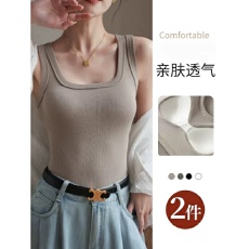 批发带胸垫一体遮副乳<b class='q'>吊带</b><b class='q'>背心</b>女春夏季新款大码外穿修身内搭打底上衣