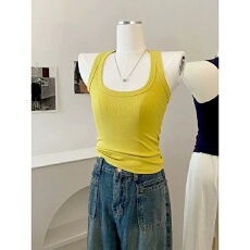 批发40支92棉挂脖工字吊带背心女春夏季<b class='q'>大码</b>外穿修身内搭打底无袖上衣