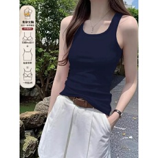 批发40支92棉工字带胸垫吊带背心女<b class='q'>大码</b>修身外穿内搭打底无袖运动上衣