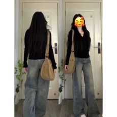 批发40支92棉春秋季v领长袖T恤打底衫女<b class='q'>大码</b>胖mm修身百搭内搭正肩上衣