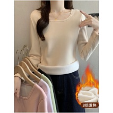 批发羊羔绒保暖<b class='q'>内衣</b>女加绒加厚内搭长袖打底衫<b class='q'>大码</b>胖mm秋衣德绒上衣冬