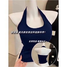 批发40支92棉挂脖带胸垫吊带背心女春夏<b class='q'>大码</b>外穿内搭打底漏背性感上衣