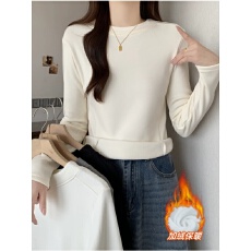 批发加绒加厚长袖打底衫女秋冬新款<b class='q'>大码</b>胖mm内搭打底保暖<b class='q'>内衣</b>T恤上衣