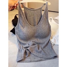 批发40支92棉带胸垫U领<b class='q'>大码</b>吊带背心女春夏季内搭无袖遮副乳美背上衣