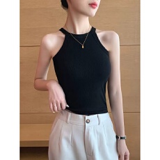 批发40支92棉挂脖<b class='q'>大码</b>吊带背心女带胸垫一体式美背打底内搭外穿上衣夏