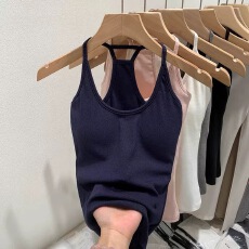 批发40支92棉春夏季带胸垫挂脖吊带背心女遮副乳<b class='q'>大码</b>内搭打底美背上衣