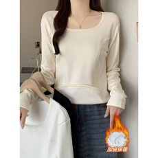 批发秋冬新款加绒加厚长袖打底衫女2025<b class='q'>大码</b><b class='q'>胖</b><b class='q'>mm</b><b class='q'>保暖</b>修身内衣T恤上衣