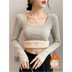 批发秋冬新款2025加绒加厚长袖打底衫女大码保暖修身胖mm<b class='q'>内衣</b>T恤上衣