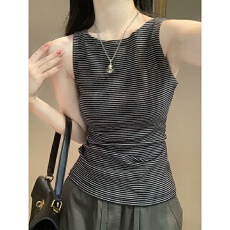 批发40支92棉春夏季针织条纹吊带背心女大码打底无袖内搭外穿修身上衣