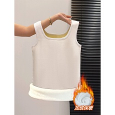 批发加绒加厚保暖吊带背心女秋冬季大码胖mm修身内搭打底德绒无袖上衣