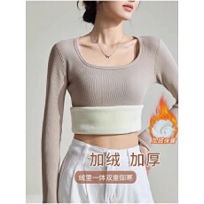 批发420克银狐绒秋冬加绒加厚长袖打底衫女修身大码保暖内衣T恤上衣
