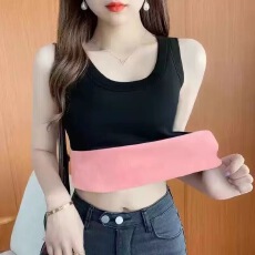 批发420克人棉冬季保暖吊带背心女加绒加厚修身内搭打底衫无袖背心