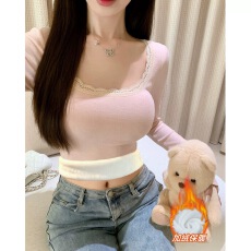 批发冬季加绒加厚长袖打底衫女大码胖mm修身内搭打底德绒保暖T恤上衣