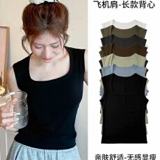 批发40支92棉春夏工字吊带背心女大码胖mm修身遮副乳外穿内搭打底上衣