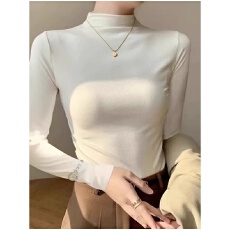 批发秋冬季新款半高领长袖打底衫女<b class='q'>大码</b>胖mm修身内搭外穿加绒T恤上衣