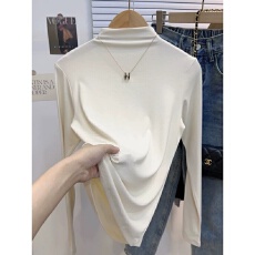 批发秋冬季新款半高领长袖<b class='q'>打底衫</b>女<b class='q'>大码</b>胖mm内搭修身外穿加绒T恤上衣