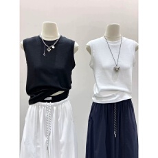 批发40支92棉圆领吊带背心女春夏大码内搭外穿遮副乳打底无袖T恤上衣