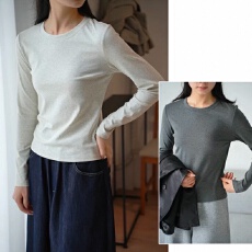 批发40支92棉圆领长袖T恤<b class='q'>打底衫</b>女春秋<b class='q'>大码</b>胖mm内搭修身纯色正肩上衣