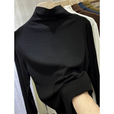 批发260克<b class='q'>人</b>棉秋冬季半高领长袖打底衫女大码<b class='q'>胖</b>mmT恤内搭外穿加绒上衣