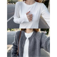 批发40支92棉春秋圆领长袖打底衫女<b class='q'>大码</b>胖mm纯色内搭修身正肩T恤上衣