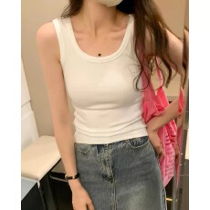 批发40支92棉吊带背心女工字大码胖mm<b class='q'>修身</b>显瘦无袖t恤内搭打底衫上衣