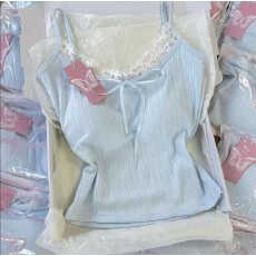 批发蝴蝶结蕾丝吊带背心女2026春夏新款大码外穿修身内搭打底纯欲上衣