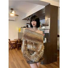 批发-<b class='q'>女</b>软糯上衣亮片新款一字肩性感多穿秋冬针织慵懒风韩系<b class='q'>毛衣</b>