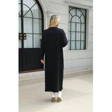 批发秋冬季针织女士宽松版长款<b class='q'>连衣裙</b>长袖翻领设计领口钉扣厂家直销