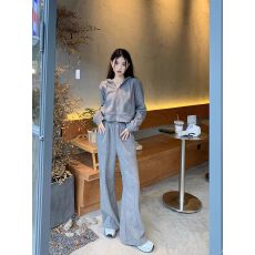 批发【原版羊绒毛巾布280克】连帽短款休闲长袖卫衣外套阔腿<b class='q'>裤</b><b class='q'>套装</b>女