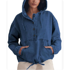 批发女式连帽套头<b class='q'>牛仔</b>夹克