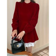 批发实拍大码赫本风内搭丝绒连衣裙女<b class='q'>秋</b>冬胖mm收腰遮胯显瘦礼服小黑裙