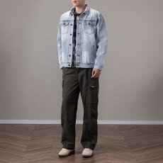 批发秋冬男士帅气<b class='q'>欧美</b><b class='q'>简约</b>牛仔夹克韩版衣服春秋冬季潮流新款男装外套
