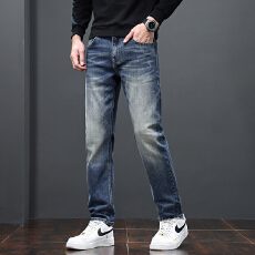批发<b class='q'>欧美</b><b class='q'>简约</b>通勤风莱赛尔纤维面料重工洗水精工时尚直筒牛仔休闲裤男
