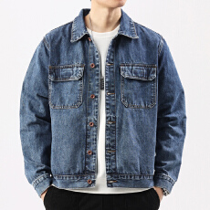 批发四季牛仔夹克男时尚青年外套潮牌上衣经典印花<b class='q'>欧美</b><b class='q'>简约</b>牛仔外套男