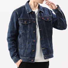 批发四季牛仔夹克男时尚青年外套潮牌经典印花欧美简约牛仔休闲外<b class='q'>套男</b>