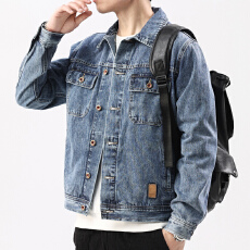 批发四季美式街头牛仔夹克男时尚青年外套潮牌上衣服印花欧美男牛仔衣