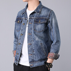 批发秋冬<b class='q'>男士</b>帅气欧美简约牛仔<b class='q'>夹克</b>韩版衣服春秋冬季潮流新款男装<b class='q'>外套</b>