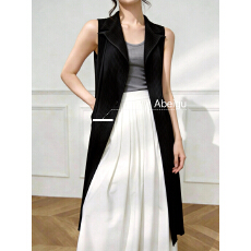 批发褶家风衣褶皱2026春季新款气质百搭翻领<b class='q'>马甲</b>长外套时尚气质<b class='q'>马甲</b>