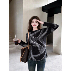 批发褶家三宅风褶皱上衣女长袖T恤女小众设计感时尚气质宽松褶<b class='q'>打底衫</b>