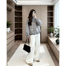 批发褶家大码褶皱冬新款纯色百搭显瘦夹棉保暖上衣外搭保暖棉服外套