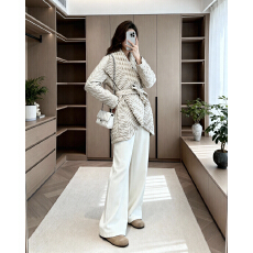 批发褶家2025年冬季小众独特设计系带时尚<b class='q'>保暖</b>黑色<b class='q'>保暖</b>棉服外套配腰带