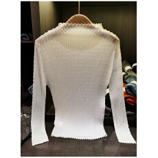 批发褶家日系手工褶2026新春<b class='q'>高领</b>长袖修身显瘦通勤百搭时髦上衣<b class='q'>打底衫</b>