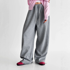 批发<b class='q'>欧美</b>ins松紧高腰抽绳直筒阔腿卫<b class='q'>裤</b>秋冬新款宽松显瘦运动休闲<b class='q'>裤</b>女