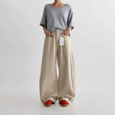 批发EGG WANG韩国中高腰净版四季新款休闲裤拖地阔腿宽松慵懒直筒裤