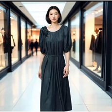 批发外贸专供大码<b class='q'>女装</b>圆领两面穿连衣裙宽松系带显瘦长裙潮