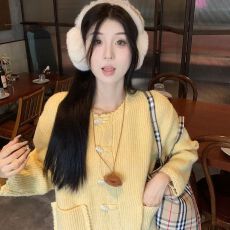 批发温柔气质！棉羊毛开衫女慵懒宽松加厚针织衫毛衣外套秋冬新款