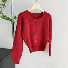 批发圣诞毛衣开衫外套女2025新款红色针织衫氛围感上衣洋气独特