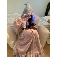少女甜美可爱连帽珊瑚绒睡衣女冬季新款休闲保暖加厚家居服睡袍冬